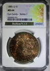 1885-O Morgan Silver Dollar - NGC MS-64 - Color - Eye Candy Series