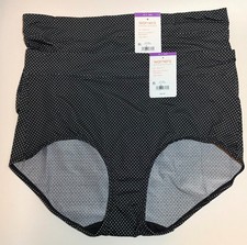 NWT 2 Warner's No Pinching/Problems Brief Panties 5738 Black/White Dots 9/2XL