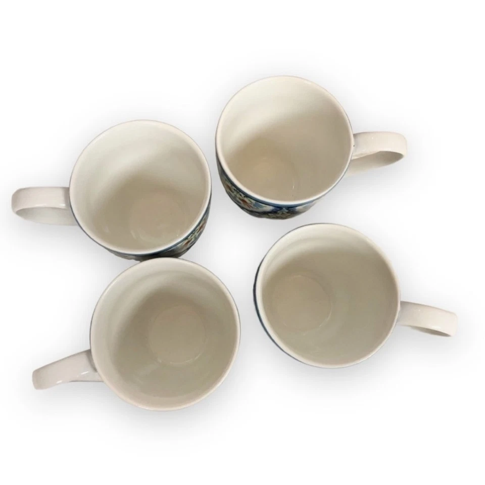 222 Fifth 突尼斯花卉马克杯瓷制咖啡茶杯4件套蓝色绿色 — 第 4/4 张图片