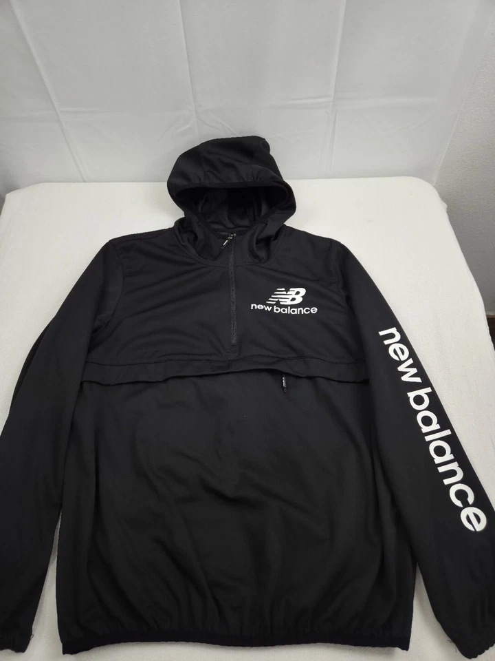 Pullover New Balance Negro Suave Shell Ligero Poliéster 1/4 Cremallera Niños Talla XL Foto 4 de 4