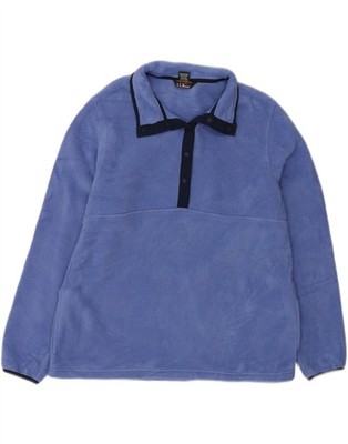 L.L.BEAN Damen Fleecepullover mit Knopfleiste UK 14 mittelblau Polyester BZ24