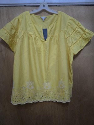 ''NEW'' CROWN & IVY / ORG $74.50   XXXL / 3X==YELLOW PINEAPPLE EMBROIDERED BLOUSE