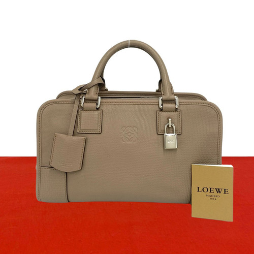 Loewe Amazona 28 Handbag Leather Beige Unisex #TVB3396