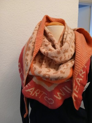 Neuer Schal Dreieck Wild Heart Pink Beige Leo Getiegert 