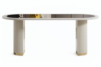 Eleganter Ovaler Esstisch Mit Schwarzem Glas Und Goldenen Akzenten