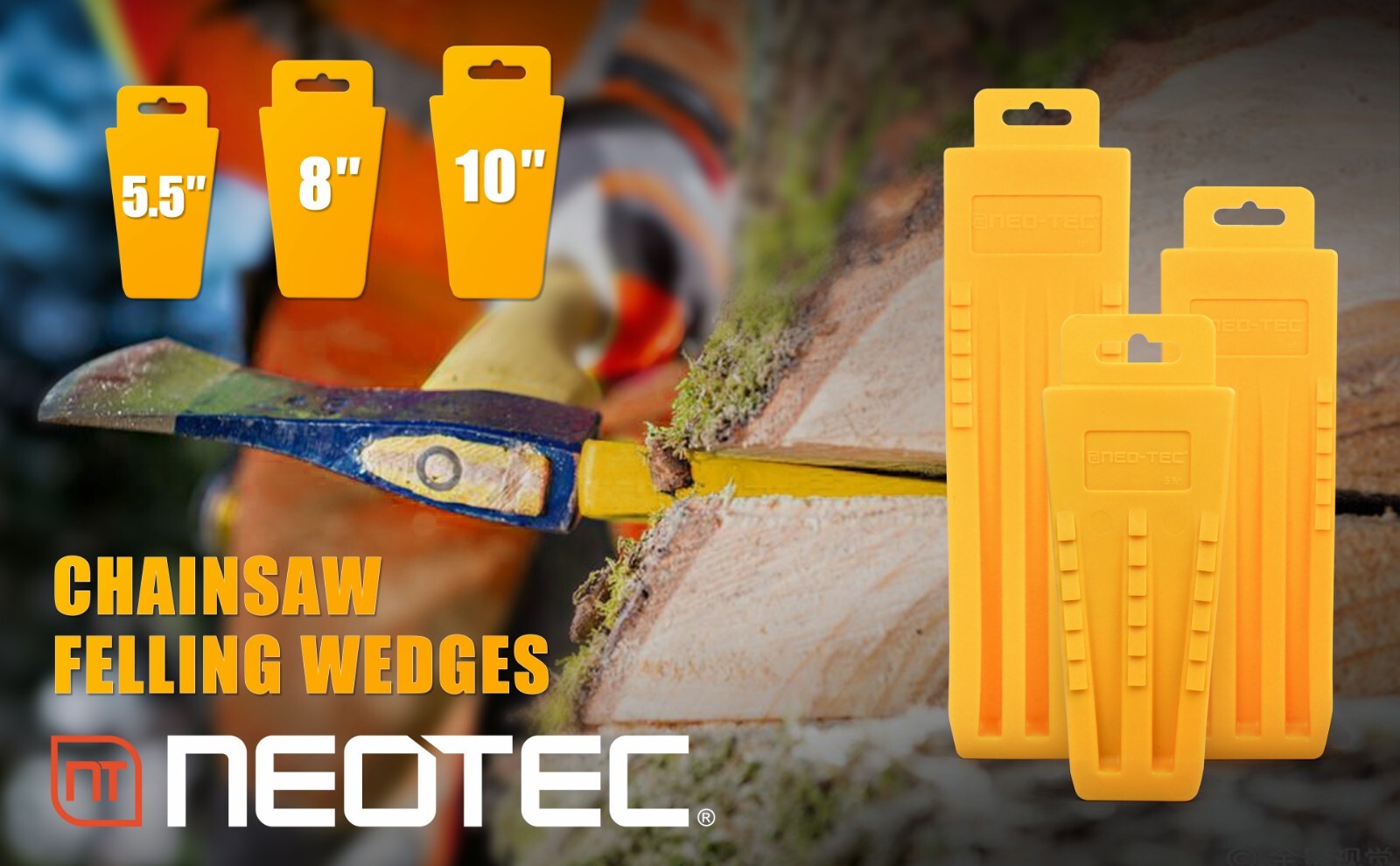 Yellow Logging Wedges 6 Pack – 5.5”, 8”, 10” Forestry Felling & Bucking Wedges For Chainsaws