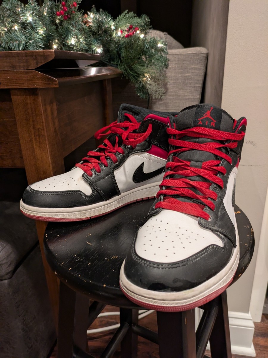 Laces White Toe 1s New Nike Air Jordan Mid Shoes Gym Red Black Toe