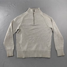 American Eagle Beige 1/4 Zip Pull Over Ribbed Mock Neck Sweater Mens Size Large