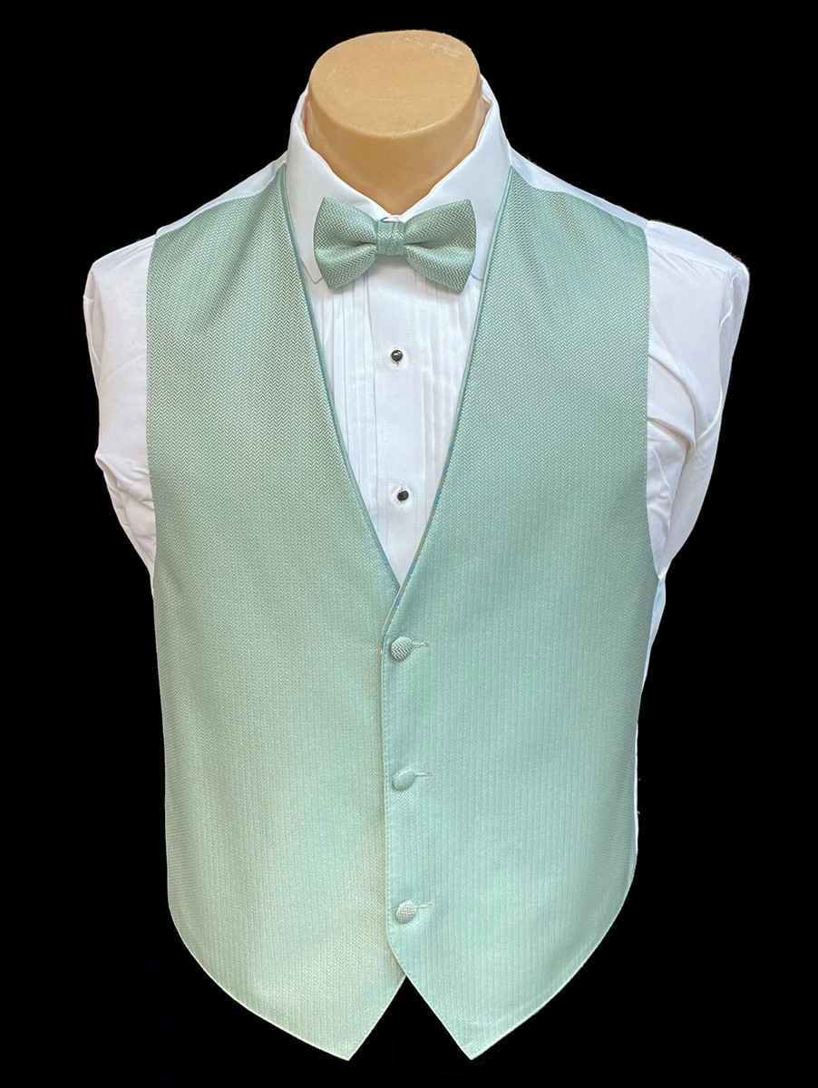 Mint Herringbone Tuxedo Vest Mint Herringbone Tuxedo Vest