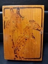 Vintage Wooden Giraffe Scene Lidded Trinket/jewelry Box