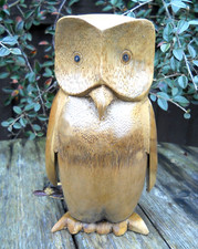 Carving Wooden Figure Cute OWL 23 cm  Bamboo Wood Home Decoration