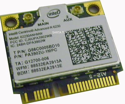 OEM Toshiba G86C0005BD10 Advanced-N 6230 62230ANHMW a/b/g/n WiFi BT PCIe Half