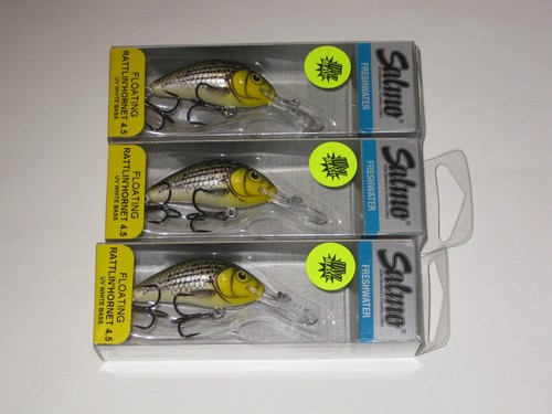 3 Salmo Rattlin Hornet 4.5 UV Blast White Bass Rare Crankbait  Fishing Lure NIP - Picture 1 of 2