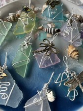 Wire wrapped beach glass pendant, 3 Random From The Photos