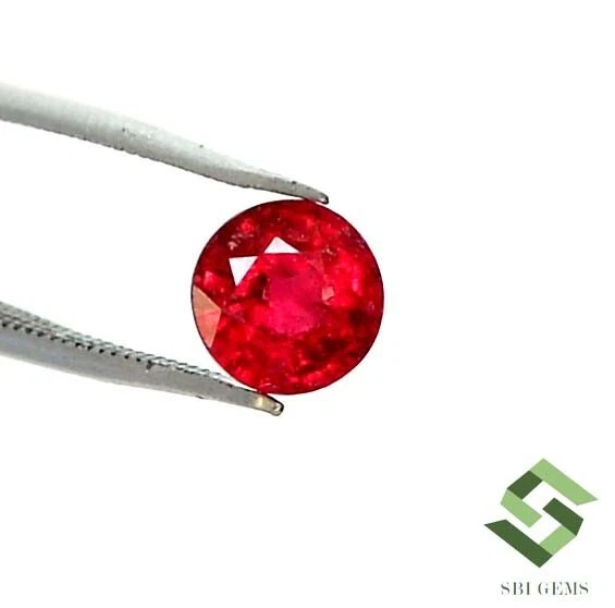5.70 mm Certified Natural Ruby Round Cut 0.96 CTS Mozambique Loose Gemstone - Image 3 of 4