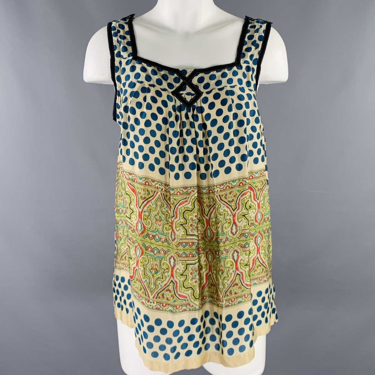 DRIES VAN NOTEN Size S Multi Color Silk Polka Dot Tank Casual Top