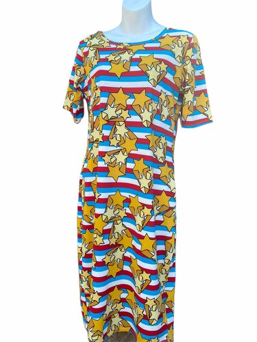 LulaRoe Julia Dress Womens Medium Stars 