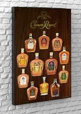 CROWN ROYAL WHISKY COLLECTION Men Cave Friendship Office Wall Art Poster Canvas