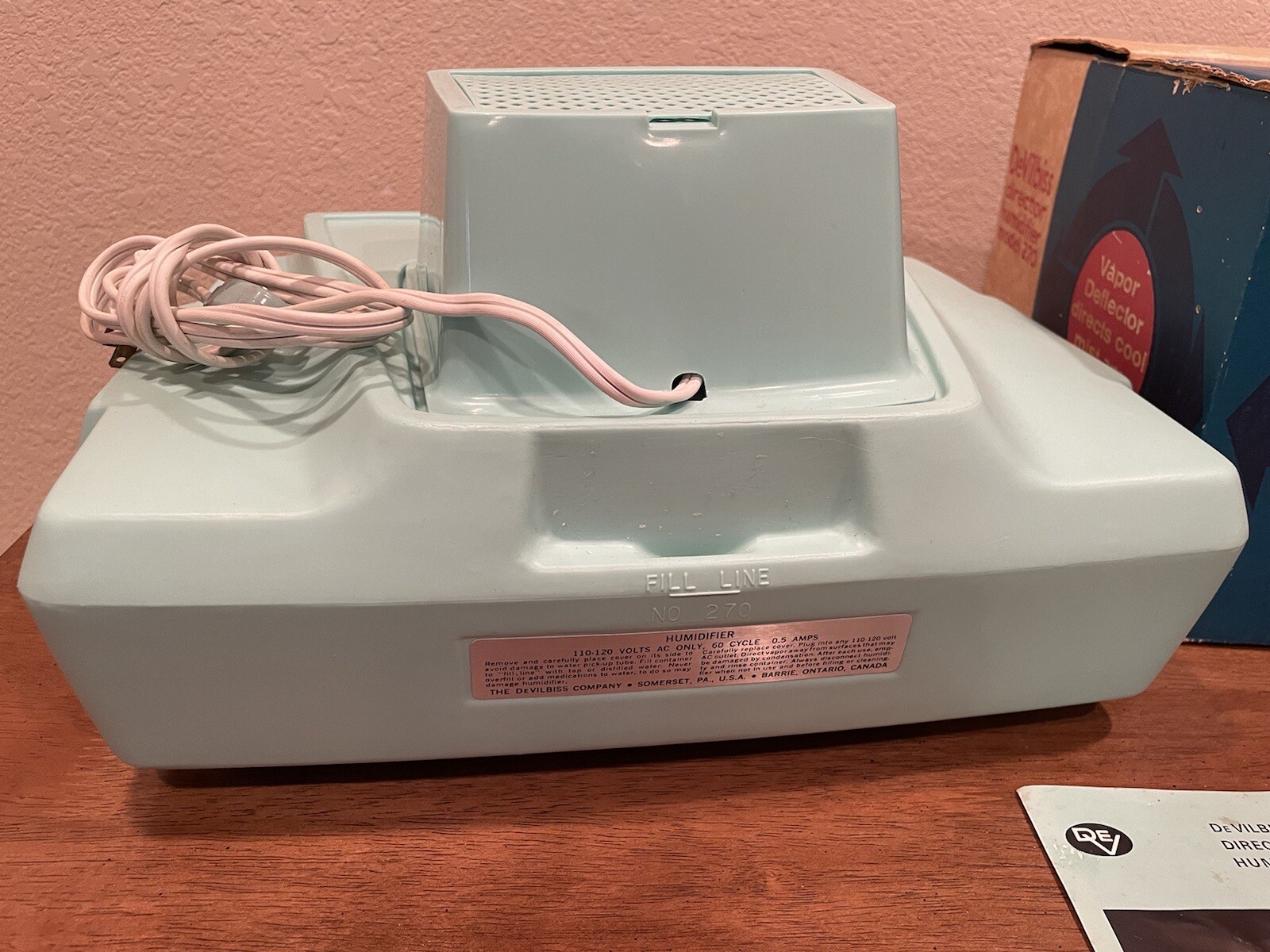 Vintage DeVilbiss Director Humidifier Cool Mist Model 270 Turquoise Mint Green