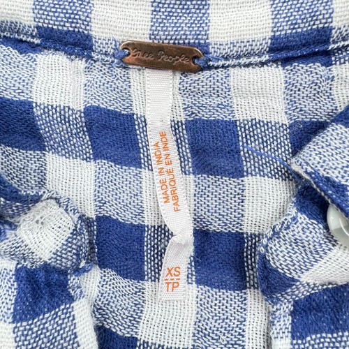 Free People Blue New Spring Love Gingham Plaid Tunic Top Womens XS - Picture 3 of 6