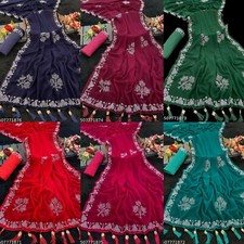 Women's Vichitra Satin Silk saree with Separate Blouse Piece