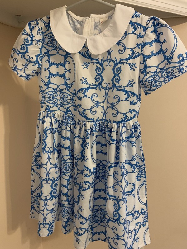 Pretty Blue/white Dress Little Girls Shein Size 120