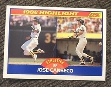 1989 Score #655 JOSE CANSECO Oakland Athletics 40/40 BASEBALL CARD Nice