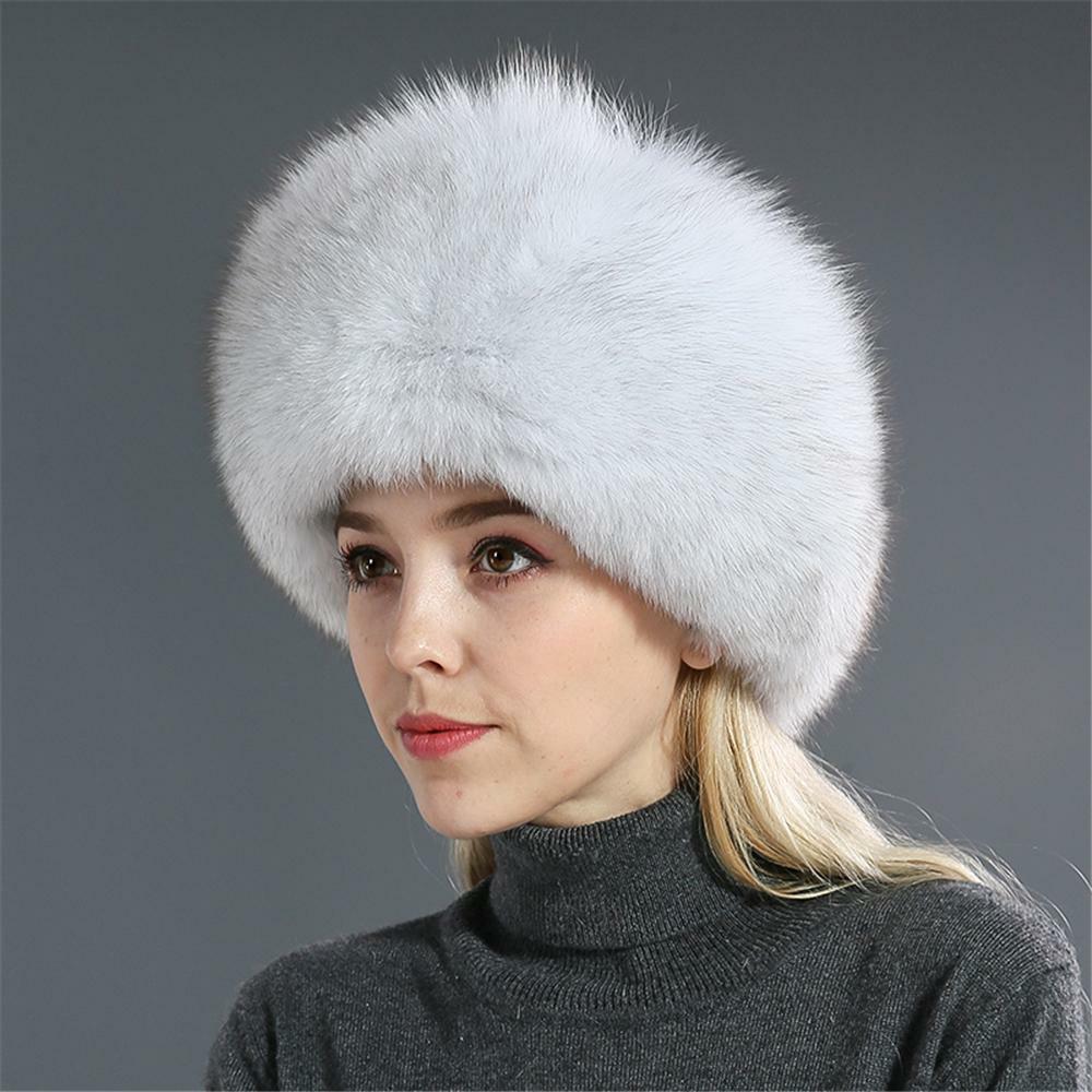 Women's Real Fox Fur Hat Warm Princess Thicken Cap Winter Luxury