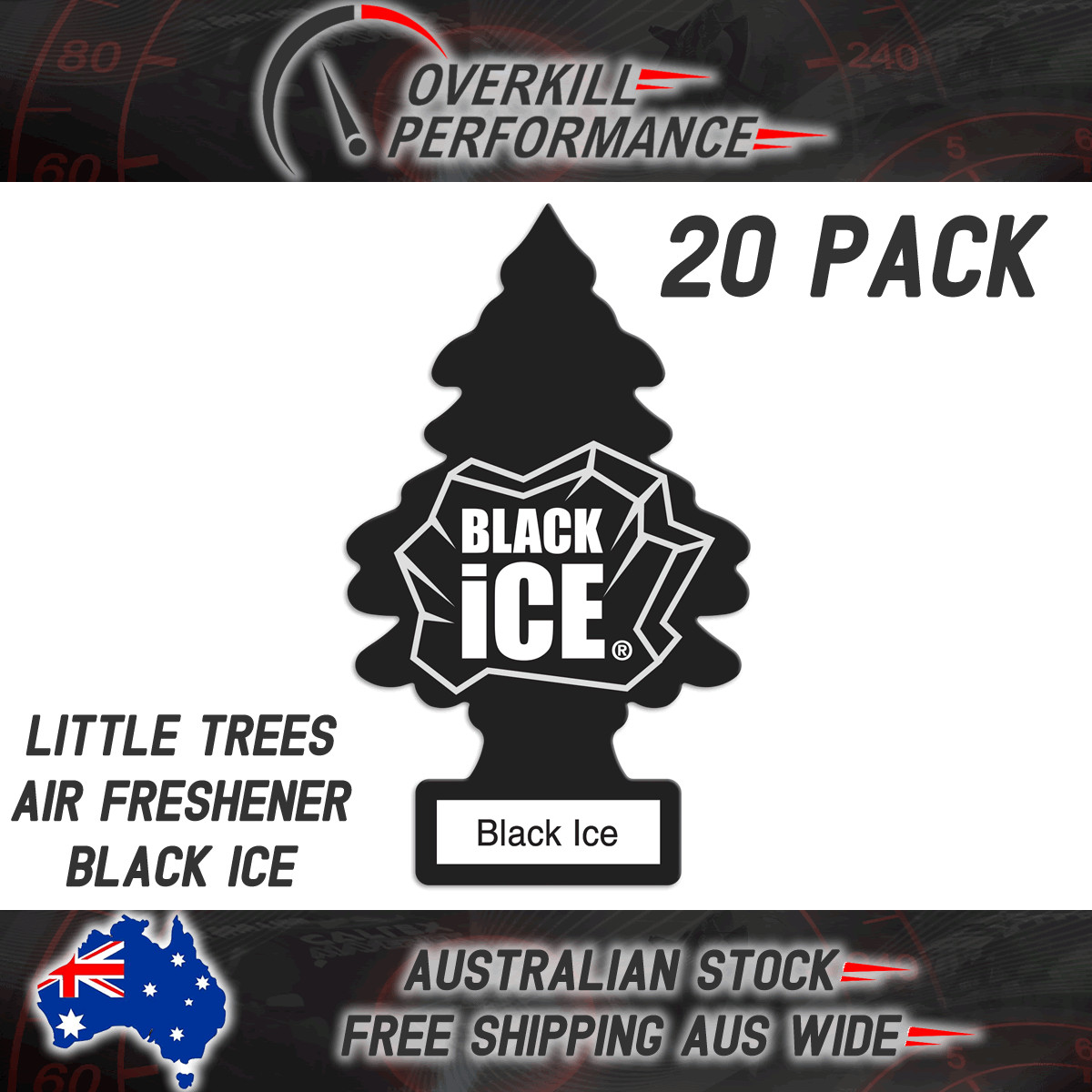 Little Trees Air Freshener Black Ice x 20 (20 Pack) - Car Truck Taxi Home Office