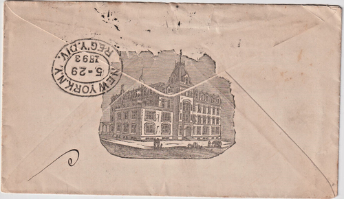 1892 5c Pair Reg Unclaimed cover 2 side HOME FOR THE AGED & INFIRM (g289) - Picture 2 of 2