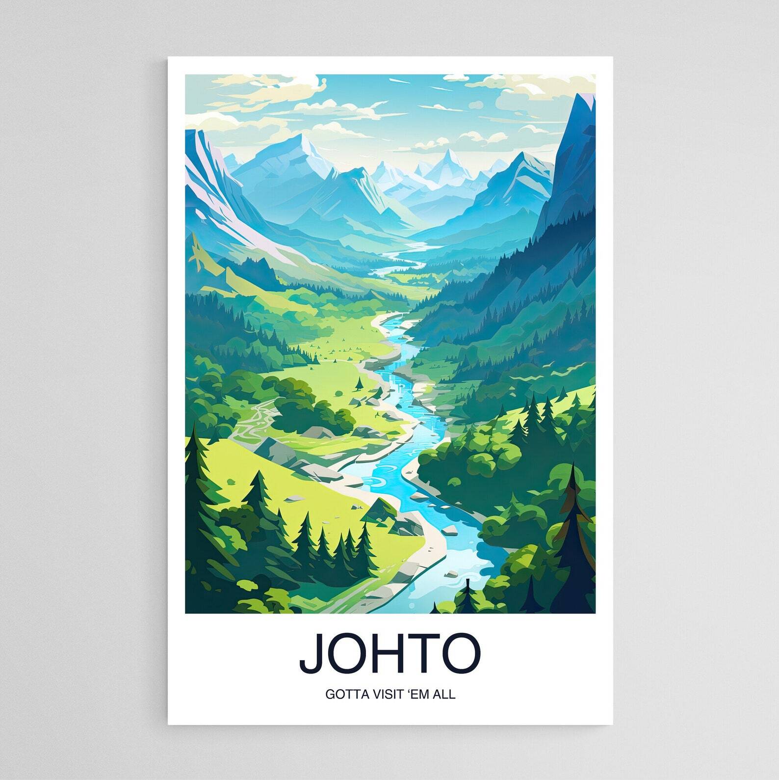 Johto Travel Poster Space Art Artwork Gift Poster Print Wall Art Home Dcor