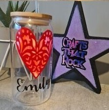 Personalised Valentines hearts name beer can glass  tumbler
