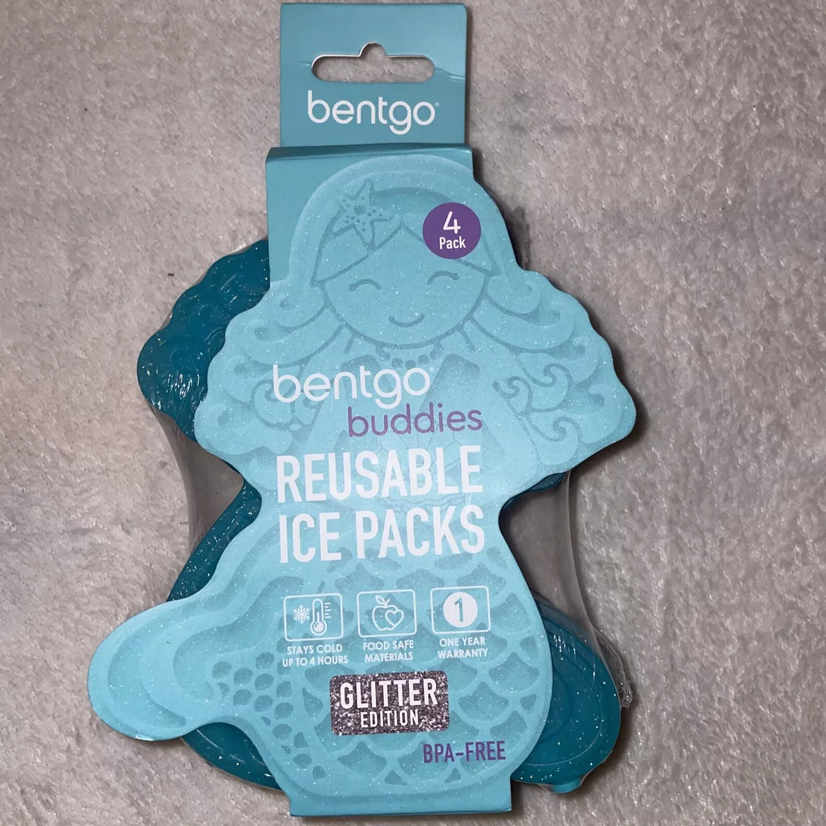 Bentgo® Buddies Glitter Reusable Ice Packs ,Slim Edition - Mermaid