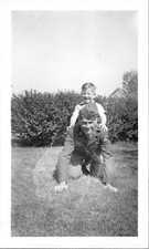 Vtg B W Photo WW2 US Army Soldier Dad Father Son Child Family Home Military