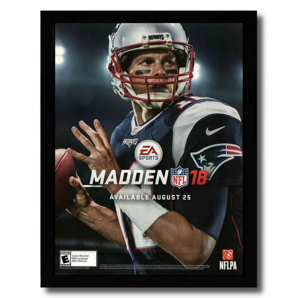 Madden 18 Framed Print Ad Poster PS4 Xbox One TOM BRADY Patriots NFL Football
