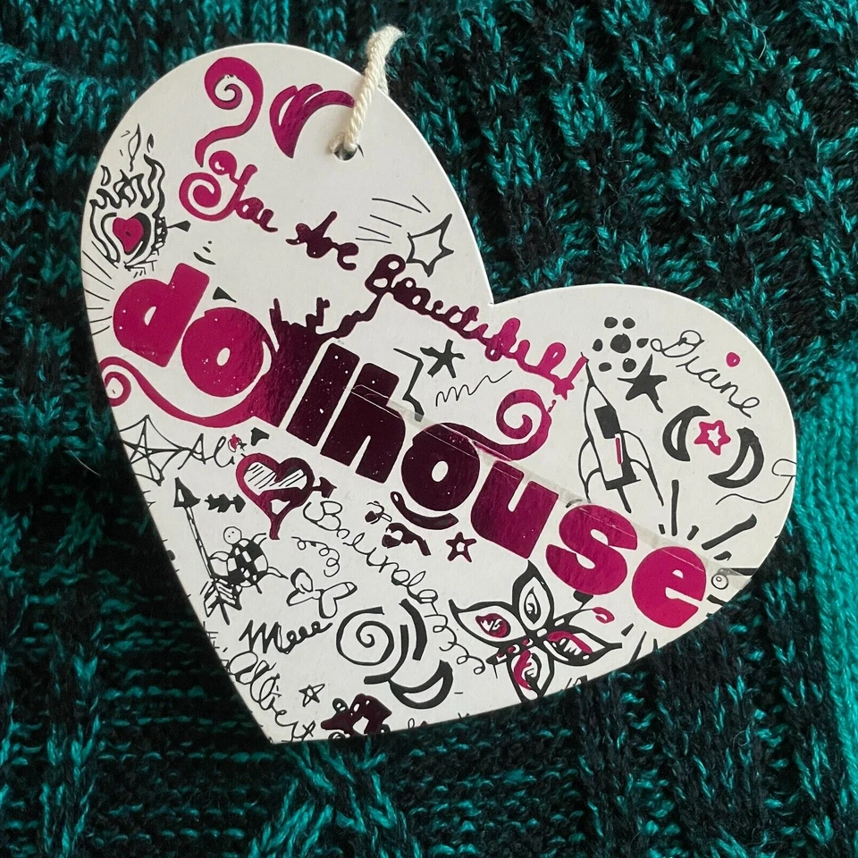 Vestido suéter elástico cuello alto DollHouse Girl talla L grande 14 16 verde y negro Foto 3 de 4