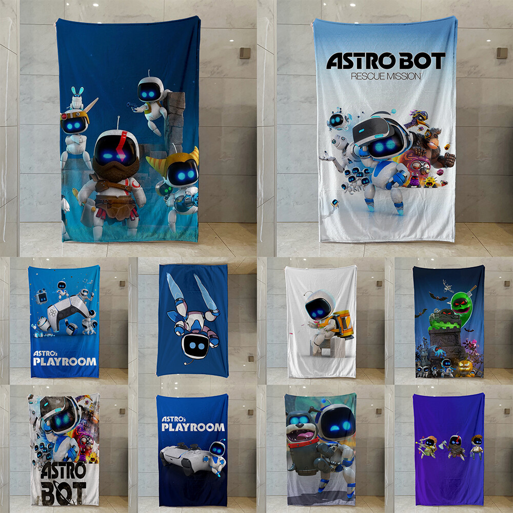 Cartoon Astro Bot Blanket Soft Fleece Blanket Travel Warm Throw Blanket Quilt