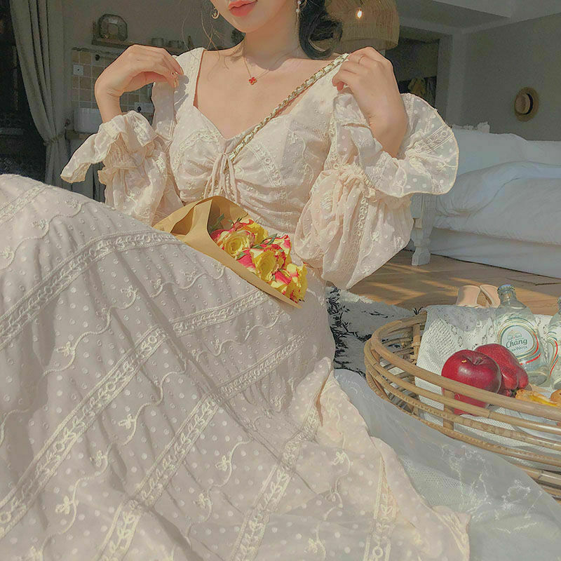 Vintage Fairy Dress Women Elegant Chiffon Dress Long Sleeve French Party Midi | eBay Vintage Fairy Dress Women Elegant Chiffon Dress Long Sleeve French Party Midi | eBay