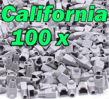 Lot 100 X Gray RJ45 Connector Cat5 Modular End Cap Boot Head Plug Cat6 Cable 5E