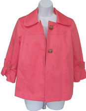 R.Q.T Womens size S Coral Orange Two-Button 3/4 Sleeve Cotton Career Blazer