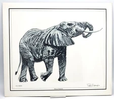 AFRICAN ELEPHANT Fine Art Sketch 14x12 Print by Ray Mangin Ltd Ed Signed Animal