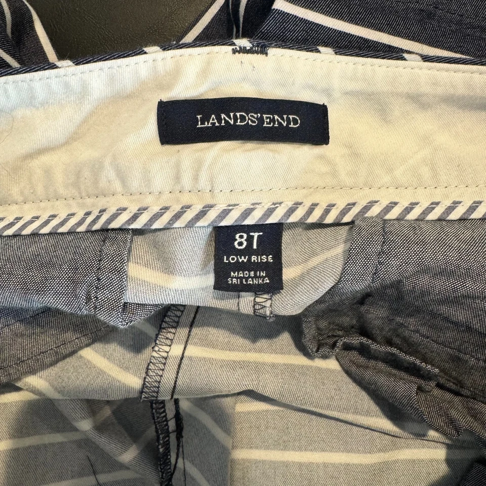 Шорты женские Lands' End размер 8 высокие темно-синие белая полоса морские опрятные карманы - Изображение 3 из 4
