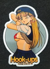 HOOK UPS STICKER "GOING SHIRTLESS"  3" X 4 1/8" GLOSSY VINTAGE 