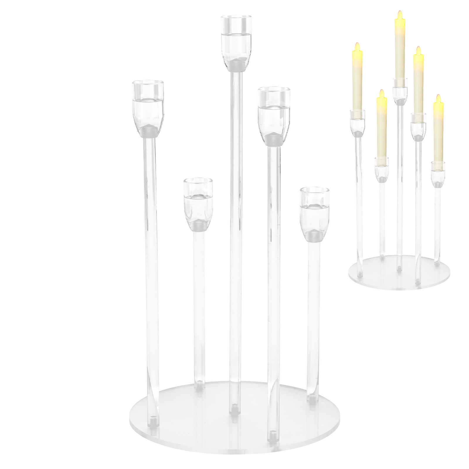 Candelabra Birthday Candle Holder Living Room Elegant 5 Arms Gift Clear