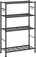 Storage Shelves 4-Tier Spacious Shelf Organizer W/ Hooks  Leveling Feet Easy to