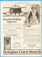 1919 Douglas Oil Cedar Rapids IA Corn Starch Chocolate Pudding Recipes Print Ad