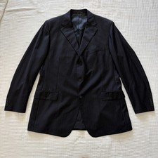 Vintage Fa onnable Made in Italy Wool Blazer Jacket Black Red Pinstripe