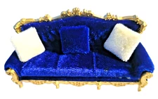 1:6 Scale Dollhouse Furniture Blue, Purple Living Room Sets, 2 Wicker Patio Sets