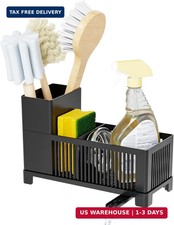 Sink Caddy  Kitchen Sink Organizer,Black Sponge Holder with High Scrub Brush Ho