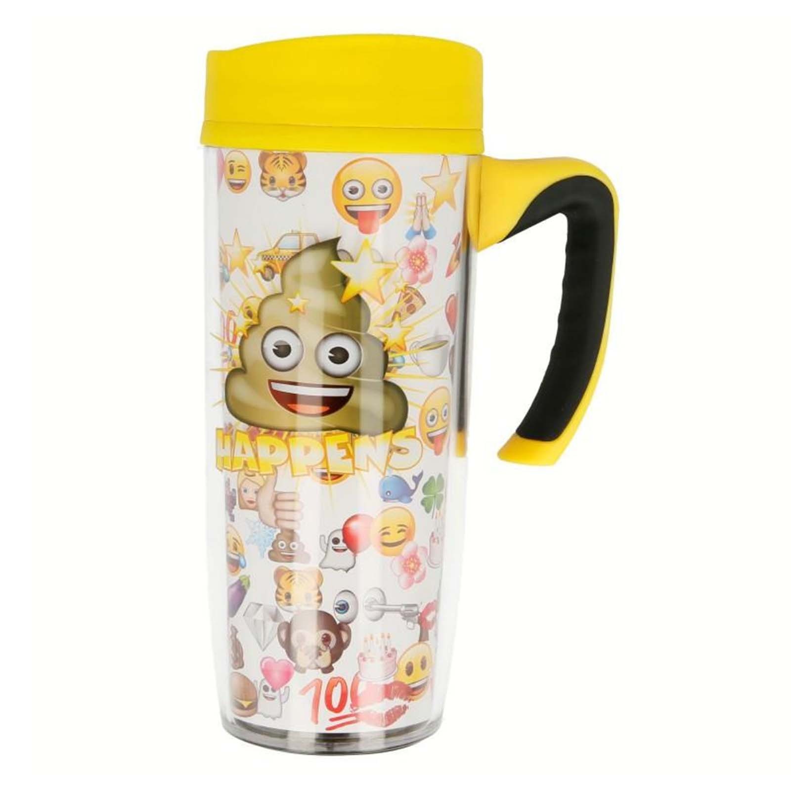 Mug isotherme Emoji pour café de bureau voyage en voiture avec anse pratique